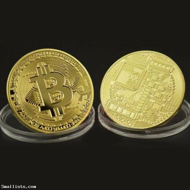 Gold Bitcoin Round Collectors Coin. / Smallists